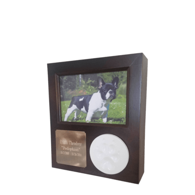 Paw Print Horizontal Photo Small Walnut Pet Urn